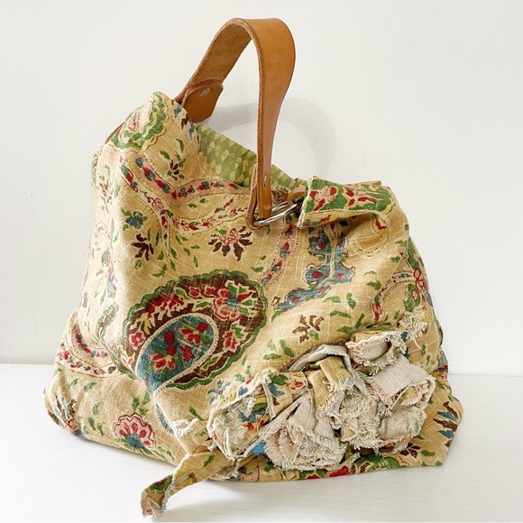 Jean Et tan floral fabric and leather hobo shoulder bag - Picture 2 of 10